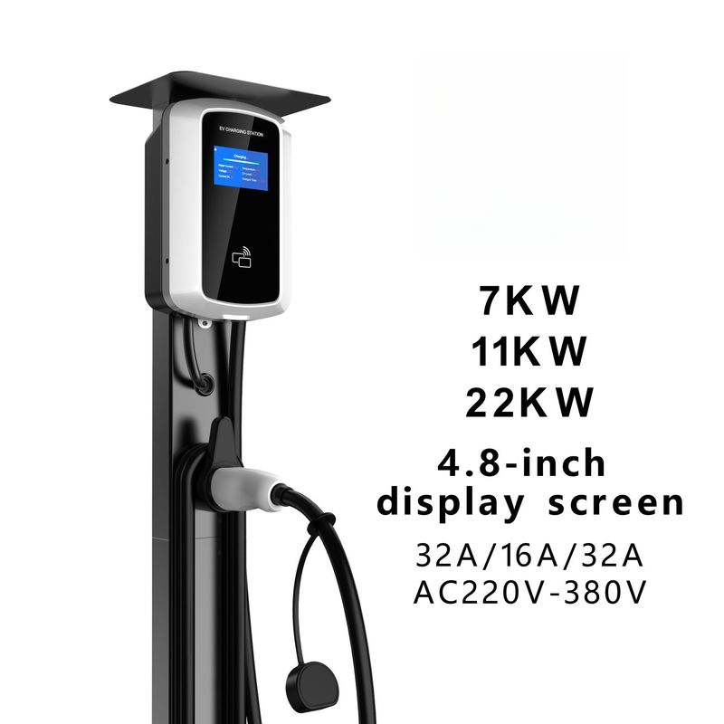 4.8 inch LCD-scherm 480V AC Wall Box Charger Wall Mounted EV Charging Station Swiping Card